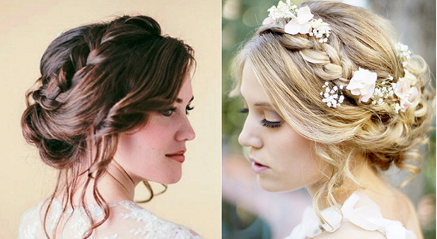 Свадебные прически с короной можно дополнять живыми цветами, или фатой — это придаст образу невесты легкость и романтичность