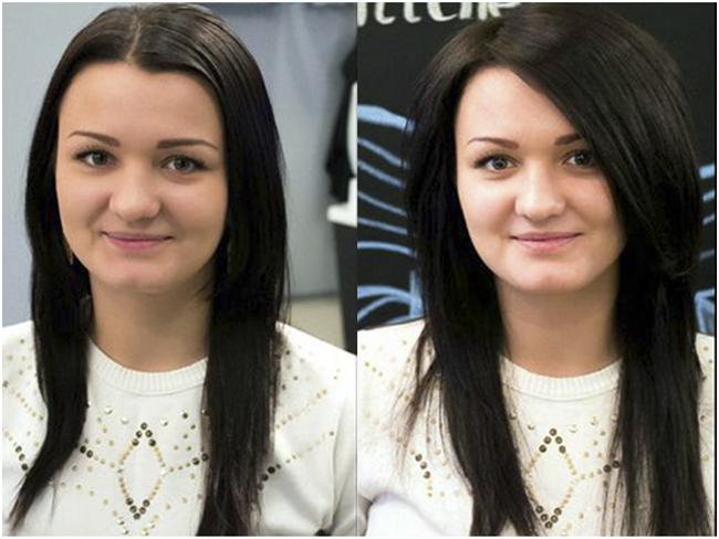 Выпрямление волос: до и после процедуры