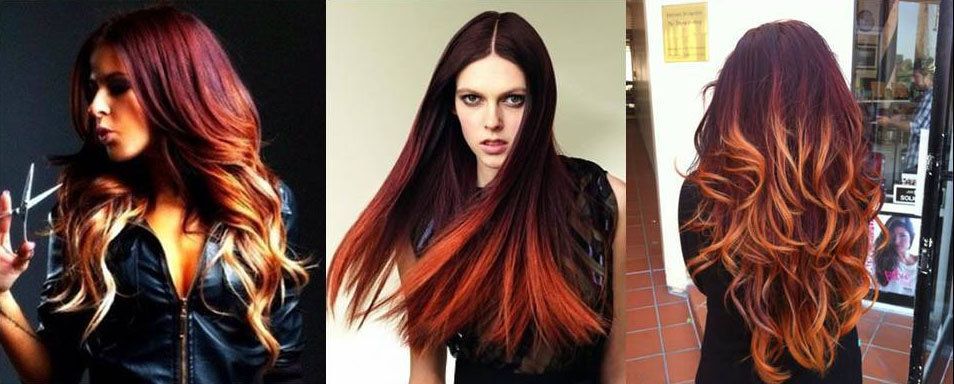 Омбре на русые волосы с эффектом языков пламени