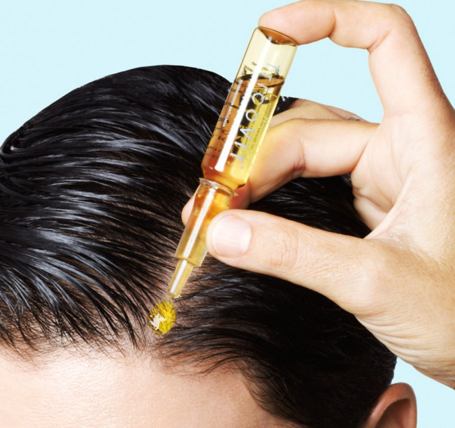 Втирание ампул в голову